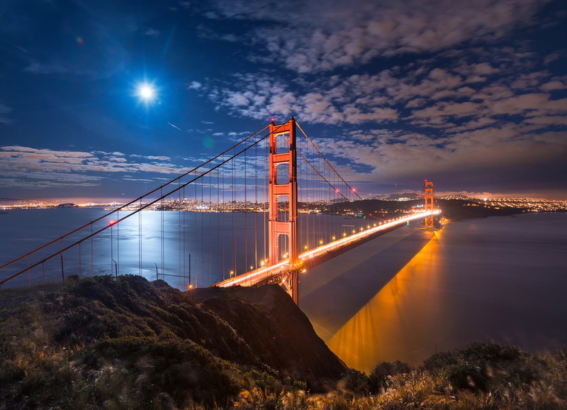 California, Bay, dusk, blue, San Francisco, scenics, nature, concrete, color Image, the sky, the city, famous Place, architecture, sunset, no People, illuminated
