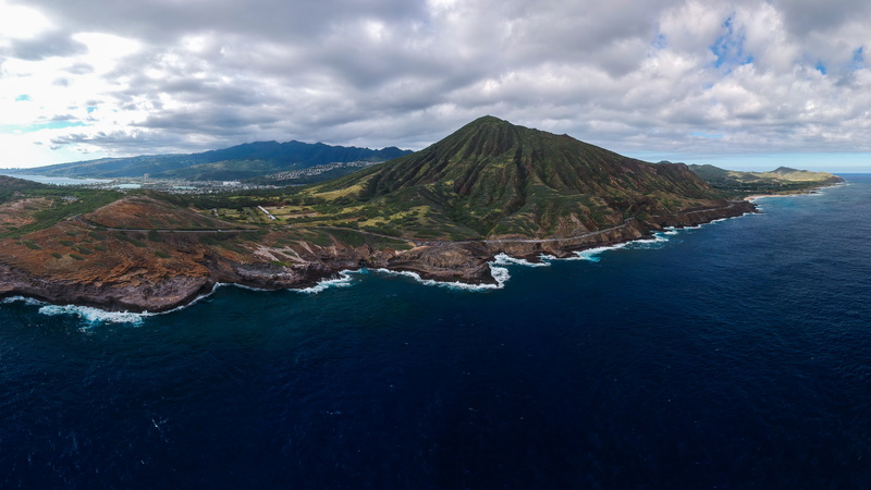 peninsula, scenics - nature, travel destinations, mountain, volcano, body, 5K, day, cloud - sky, waterfront, ocean, coast, land, bay, adventure, panoramic