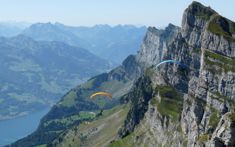 montains, Switzerland, Alps, 2K, paragliders, Swiss Alps