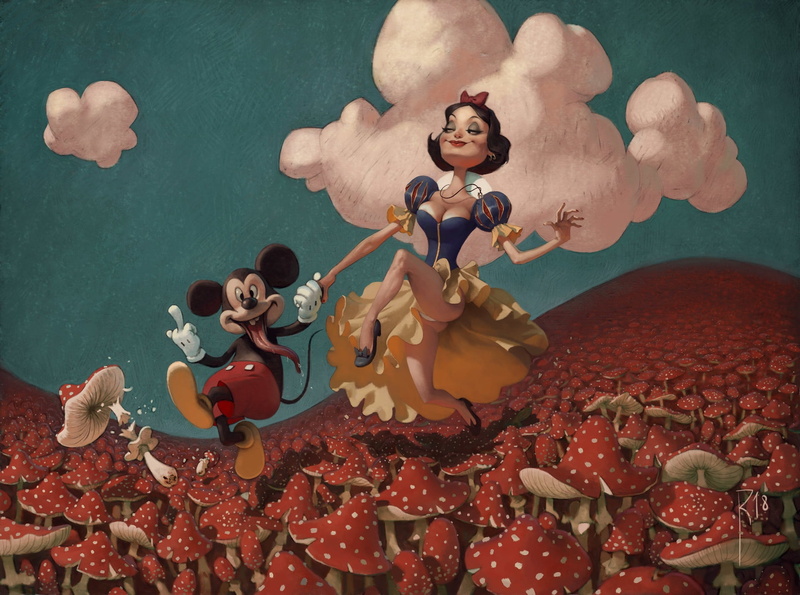 art and craft, human representation, full length, celebration, togetherness, high angle view, snow white, mickey mouse, waldemar von kozak, nature, large group of objects