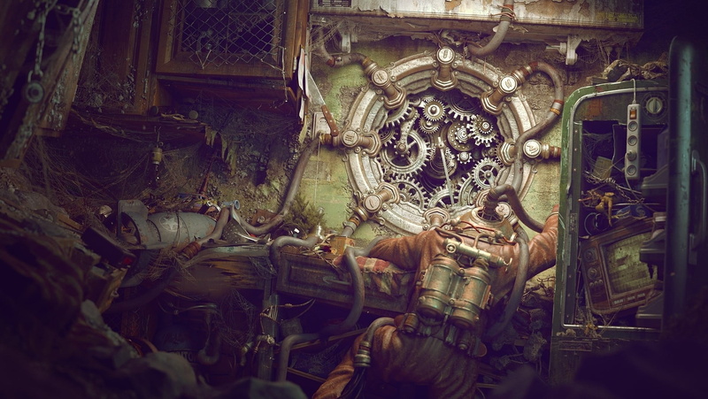 craft, no people, suit, day, steampunk, statue, creativity, built structure, gray, divers, human representation, 1080P, building, orange, place of worship