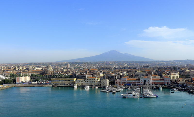blue, sky, Port, sailboat, Catania, daytime, residential district, nautical vessel, day, cityscape, transportation, nature, Etna, travel destinations, sea