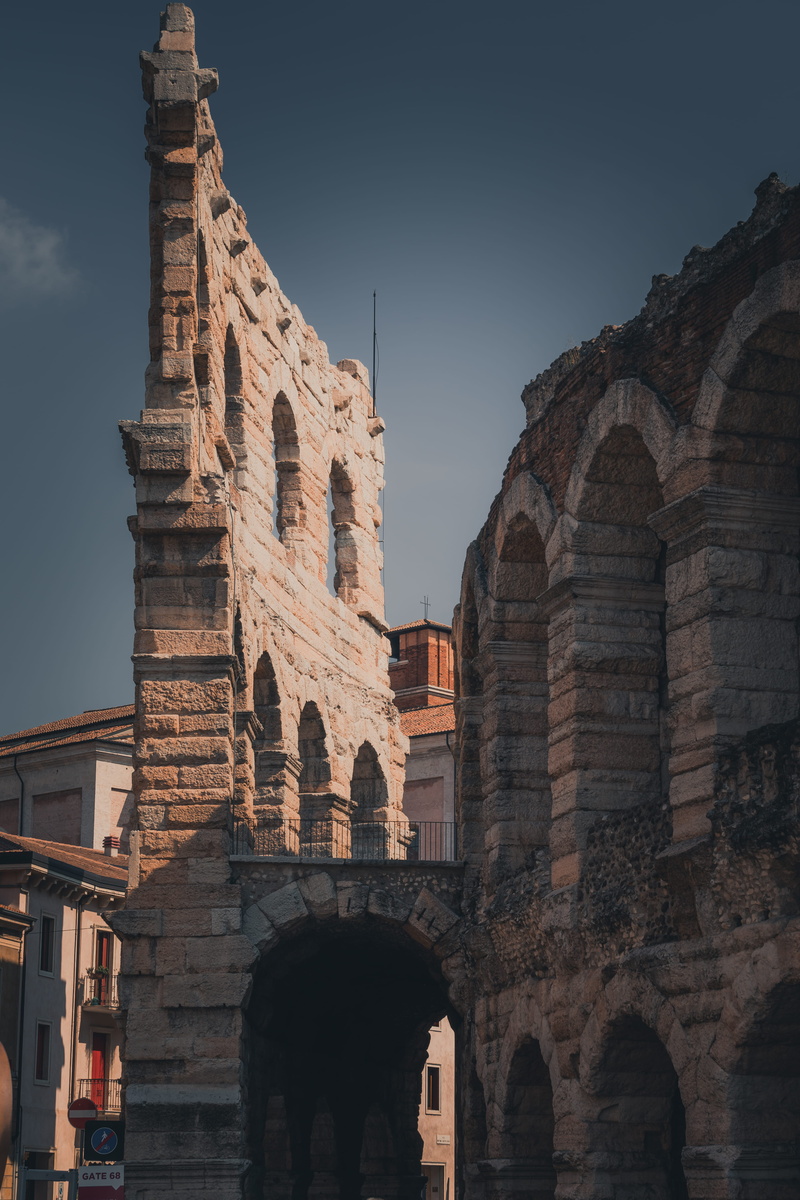 architecture, ruined, mansion, italy, palace, the past, blue, ruins, nature, bell tower, old ruin, low angle view, gray, amphitheater, clear, arch, travel destinations