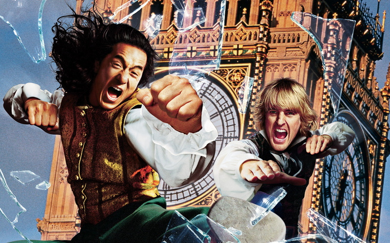watch, Owen Wilson, tower, 1080P, background, Shanghai Knights, Jackie Chan, collage, Big Ben, fragments, poster
