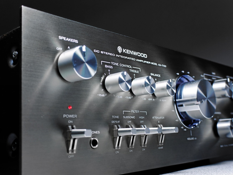 Kenwood ALSO 7150, noise, mixing, communication, audio equipment, close-up, knob, connection block, indoors, Amplifier, western script, equipment, music