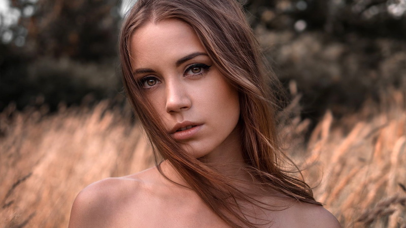 model, nature, bokeh, brown hair, Ksenia Kokoreva, Yuri G See Also:, hairstyle, 1080P, face, Kseniya Kokoreva, background, beauty, portrait, close-up