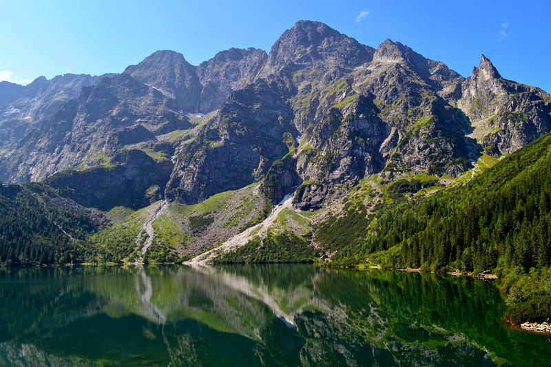 rysy, sky, 4K, zakopane, tranquil scene, no people, formation, reflection, plant, mountain peak, mountain range, beauty in nature, water, scenics - nature