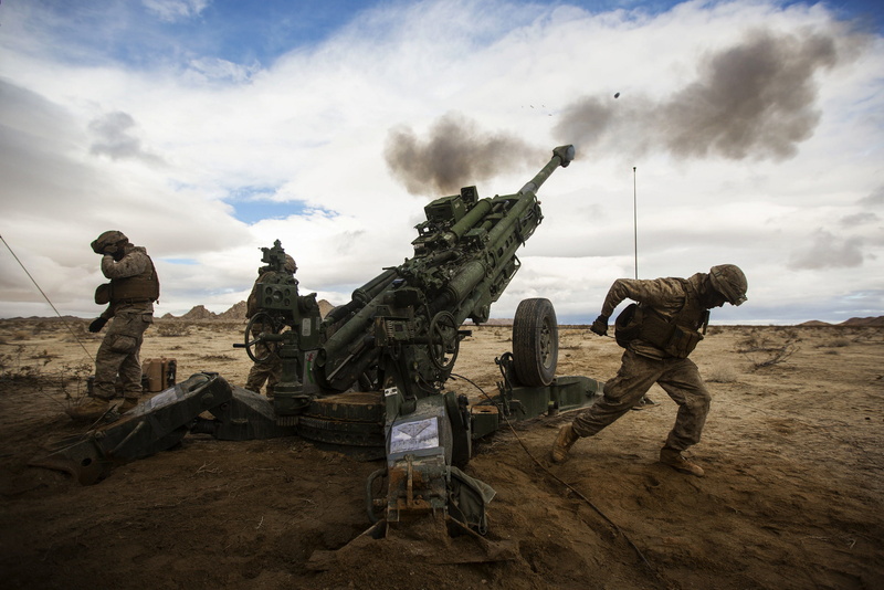 M777, volley, field, soldiers, Howitzer, artillery, 1080P, 155 mm