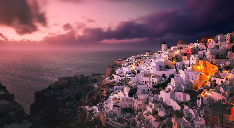 sea, island, Greece, 4K, OYA, home, rocks, landscape, sunset, the city, nature, Santorini