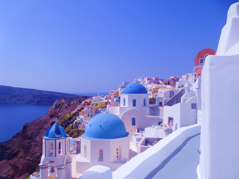 island, greek Islands, sea, chapel, 1080P, town, church, white, belief, summer, clear sky, travel, building exterior, classical Greek, seascape, residential district