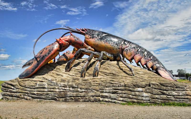 tourism, fish, freshness, 2K, day, one animal, cloud - sky, animal themes, food and drink, world largest, sky, sculpture, food, outdoors, Shediac, Lobster
