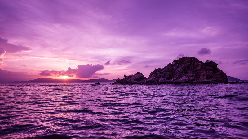 purple, rock, nature, no people, outdoors, island, beach, Pelican Island, tranquil scene, scenics - nature, cloud - sky, land, solid, sky, rock - object