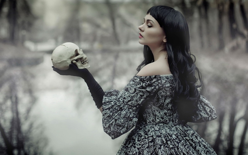 women, 1080P, Gothic, skull