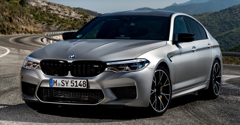 mountain road, sedan, V8, 4x4, 2018, the fence, 4K, BMW, F90, four-door, grey, M5 Competition, M5