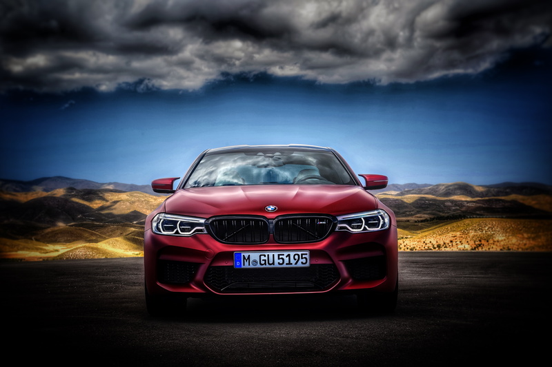 illuminated, travel, Bmw f90, motor vehicle, transportation, cloud - sky, BMW F10, text, environment, 5K, outdoors, storm, sign, nature, land vehicle