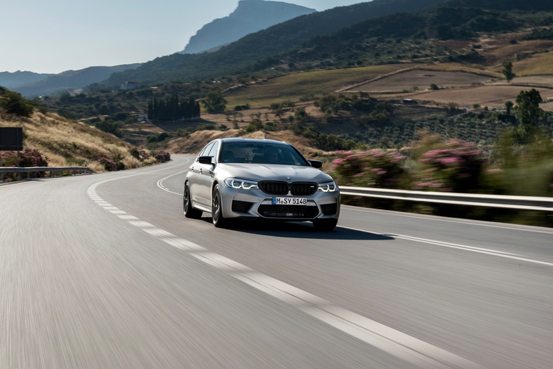 M5 Competition, sedan, road, BMW, 4K, 2018, four-door, markup, M5, mountains, F90, 4x4, grey, speed, V8