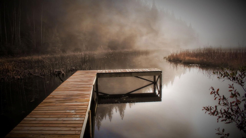 rivers, 1080P, serene scenery, scenery, forest, serene, docks, autumn