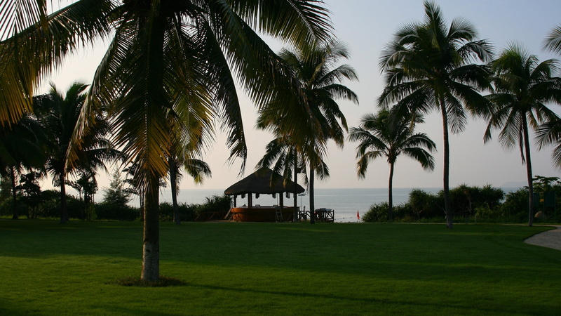 landscape, outdoors, trees, green, arbor, island, plant, tranquil Scene, built structure, building exterior, scenics - nature, hawaii Islands, luxury, sea
