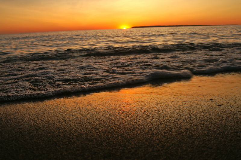 sand, sunset, land, horizon over water, wave, bubbles, water, nature, orange color, lake, 2K, sky, scenics - nature, michigan, glen arbor, motion, surfing