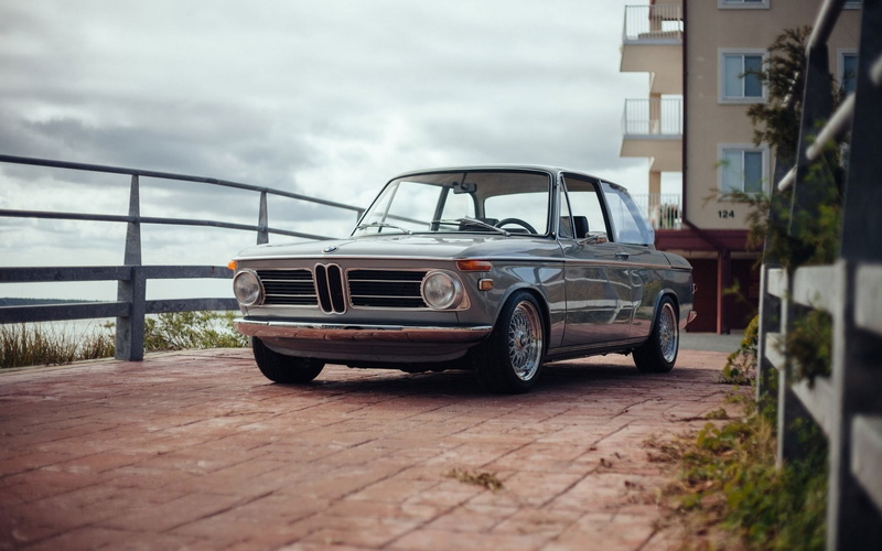 day, luxury, outdoors, classic car, BMW 2002, no people, selective focus, car, connection, BMW, transportation, water, road, railing, sky, motor vehicle