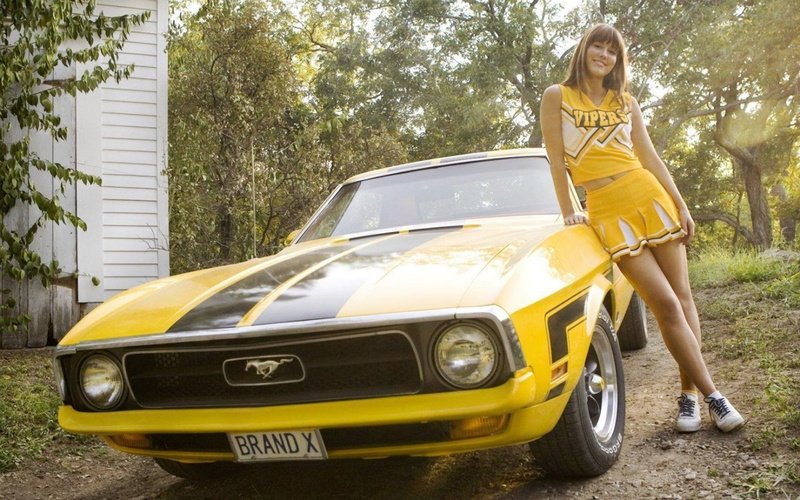 art, ford, actresses, cars, actress, people, Mary Elizabeth Winstead, winstead, vintage, women, yellow, elizabeth, hd, mary, wallpa, 1080P, celebrity