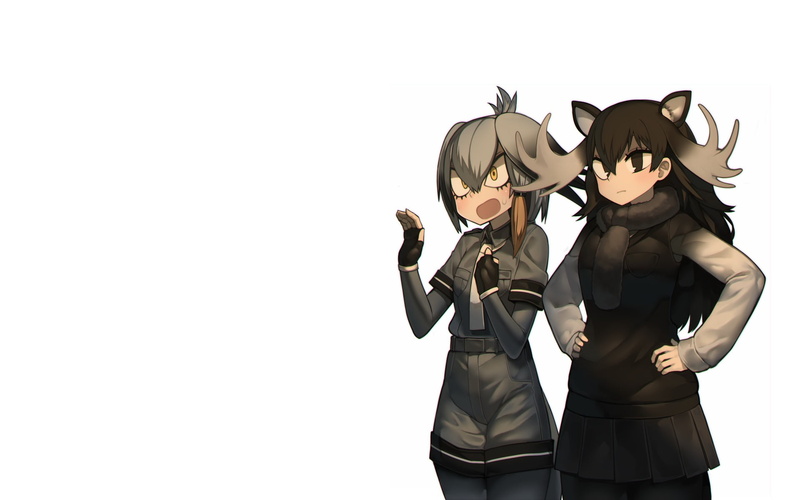 unrecognizable person, anime girls, disguise, costume, simple background, mask, waist up, young women, adult, three quarter length, women, Kemono Friends