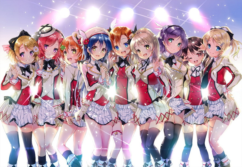 multi Colored, yazawa nico, childhood, smile, women, beautiful, three quarter length, fun, indoors, toujou nozomi, form, party - Social Event, red, people