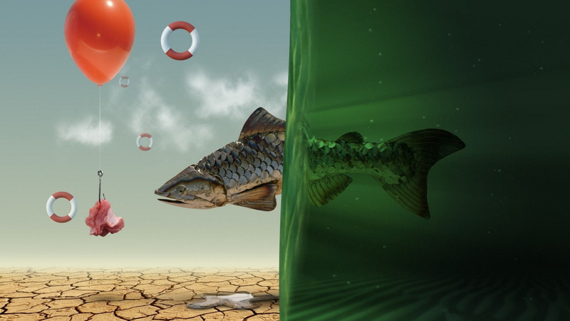 water, fish, 2K, Spec Art, balloon, Photoshop