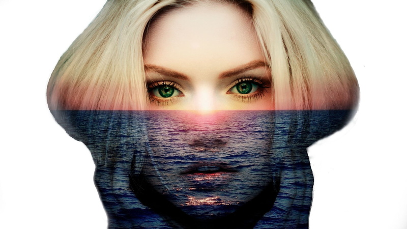 portrait, studio shot, front view, beauty, 1080P, body part, contemplation, women, close-up, people spec art sea sunset pacific ocean photo manipulation face