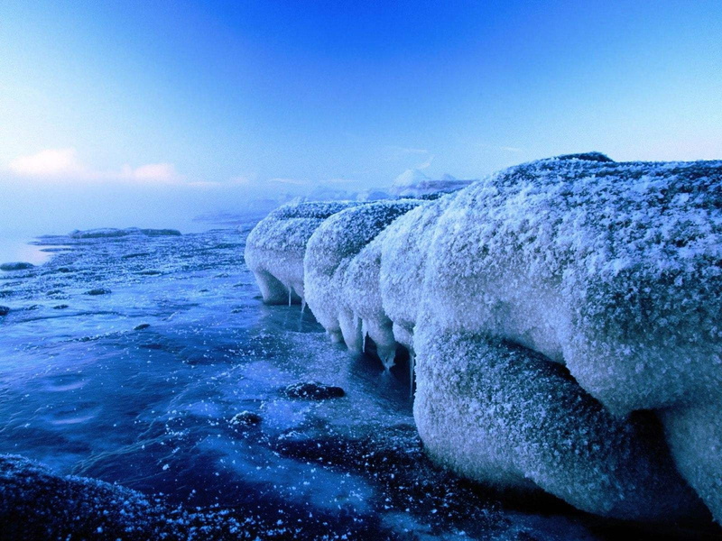 no people, sea, power in nature, land, rock - object, sky, horizon over water, motion, horizon, Arctic, tranquility, 720P, beauty in nature, blue, nature