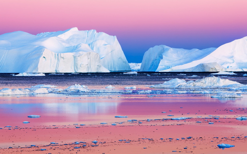 Icebergs, Sunset, Arctic, 1080P, Beauty