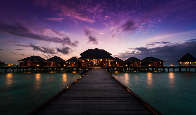 1080P, pierce, Anantara Resort, Anantara Veli Resort and Spa, sunset, Bungalow, the ocean, Maldives