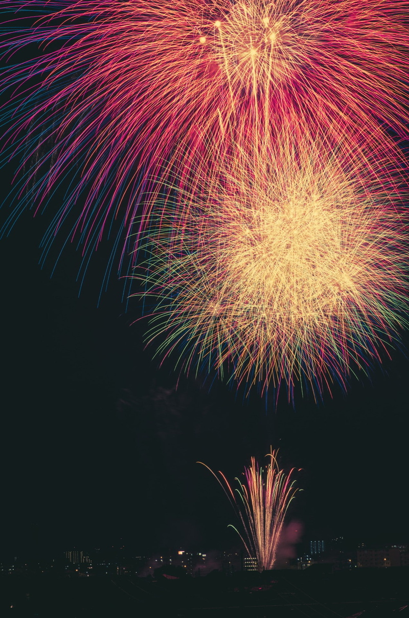 Japan, fireworks, 1080P, night, portrait display