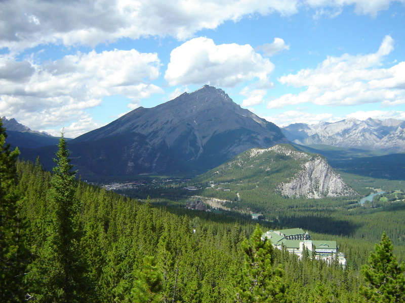 trees, tree, outdoors, rockies, clouds, 1080P, scenics - nature, green Color, park, mountain Range, sky, growth, Canadian Rockies, nature, no People, non-urban scene