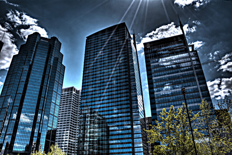 glass - material, office, 5K, canada, urban skyline, calgary, city, building, skyline, tower, low angle view, alberta, office building exterior, financial district