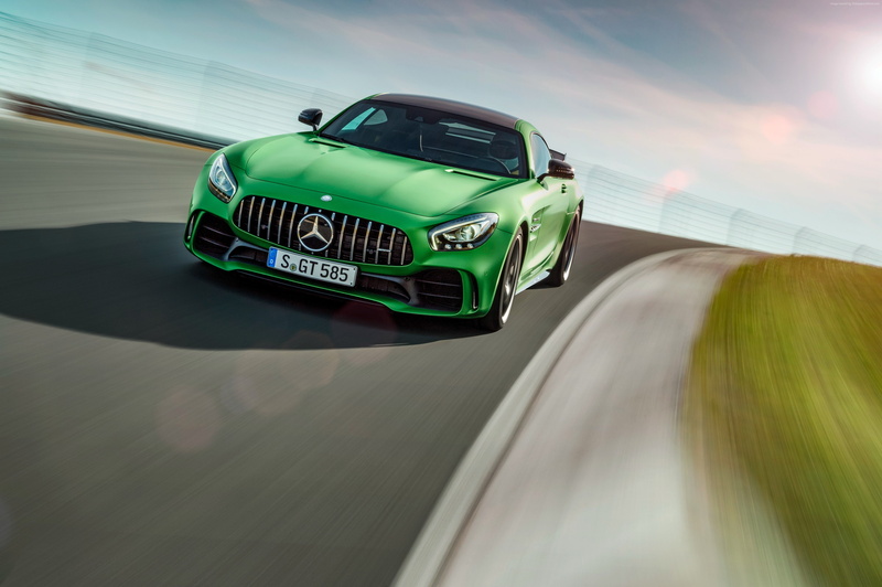 nature, sunlight, Goodwood Festival of Speed 2016, green, car, outdoors, day, green color, racecar, land vehicle, Mercedes-AMG GT R, transportation, mode of transportation