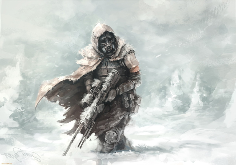 2K, Sniper Rifle, Hunter, Destiny, winter, artwork
