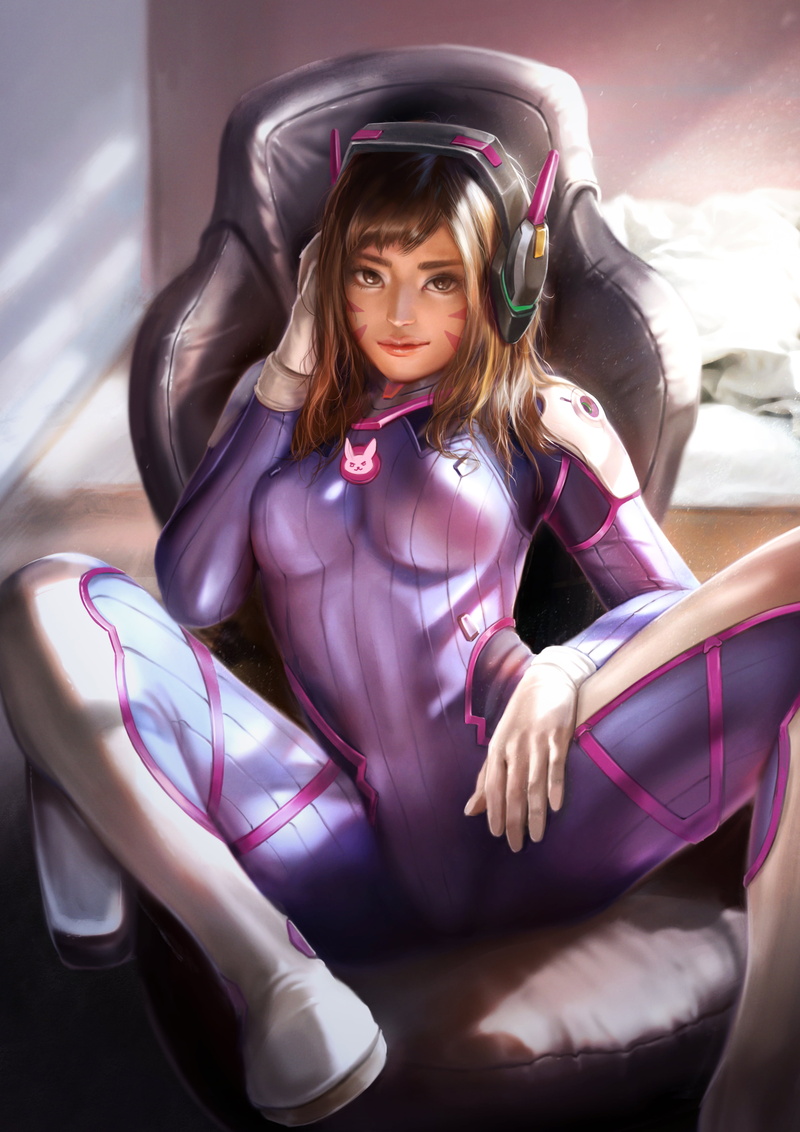 Overwatch, video games, video game characters, video game girls, digital art, 4K, illustration, fan art, Firolian, artwork, D.Va (Overwatch)