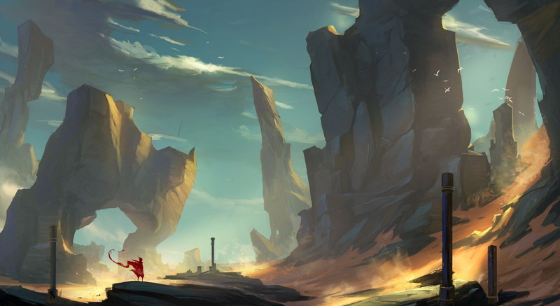 artwork, 1080P, fantasy art, Journey (game), landscape, desert