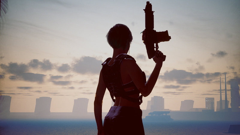 Panam Palmer, sunset, Cyberpunk 2077, CD Projekt RED, shotgun, 1080P, Judy Alvarez