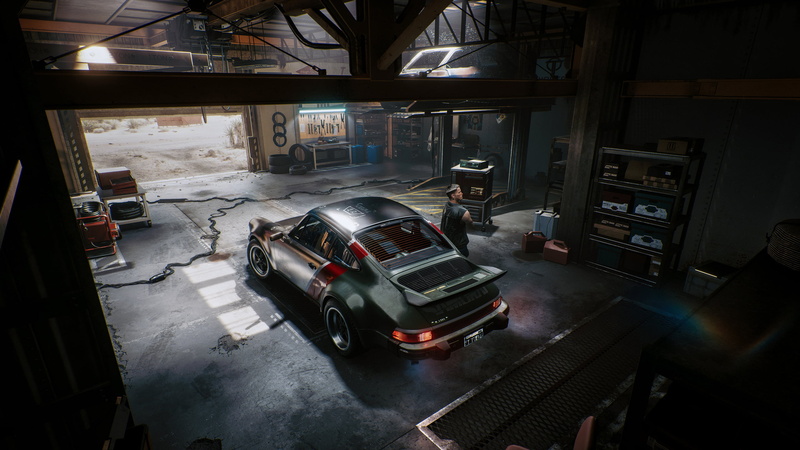 Cyberpunk 2077, Johnny Silverhand, 2K, Jakub Przybolewski, futuristic, workshop, video game art, cyberpunk, video games, Porsche 911, car, Garage, Porsche
