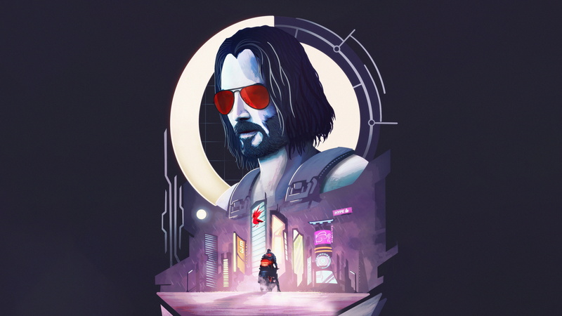 ArtStation, digital, minimalism, Johnny Silverhand, 4K, artwork, Cyberpunk 2077, azlaar, cyberpunk, Keanu Reeves, digital art
