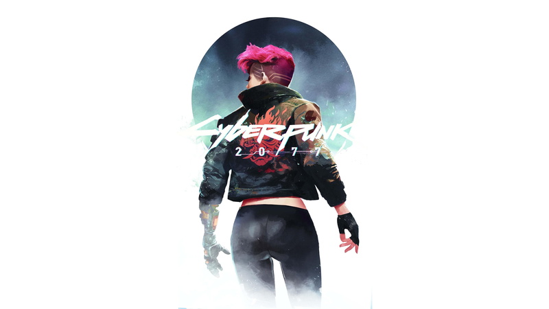 Cyberpunk 2077, simple background, artwork, futuristic, white background, 4K