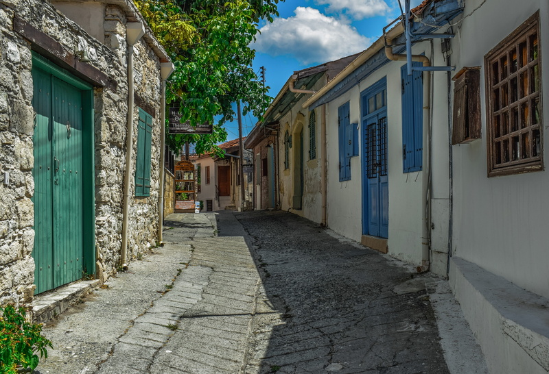 cobblestone, footpath, sky, houses, cyprus, direction, city, alley, no people, street, building, day, residential district, plant, nature, the way forward