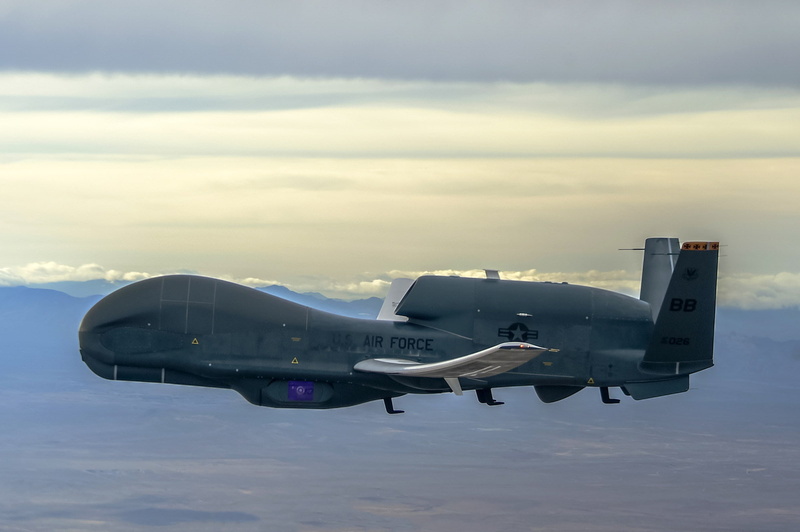 transportation, no people, side view, aggression, air vehicle, nature, on the move, sunset, cloud - sky, 720P, Northrop Grumman RQ-4 Global Hawk, military