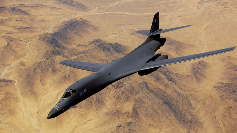4K, black, B-1, plane, Lancer, U.S. Air Force, gray, Rockwell, desert, Boeing, strategic bomber, supersonic, daytime, fighting