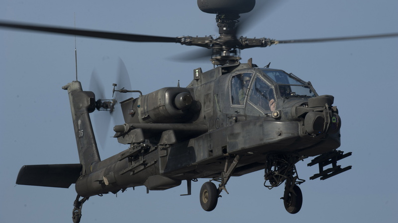 U.S. Air Force, 4K, US Army, attack helicopter, Apache AH-64, black, helicopter