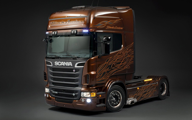 2560x1600, amber, scania r 730, scania, brown, black, truck, r, cars, 2K