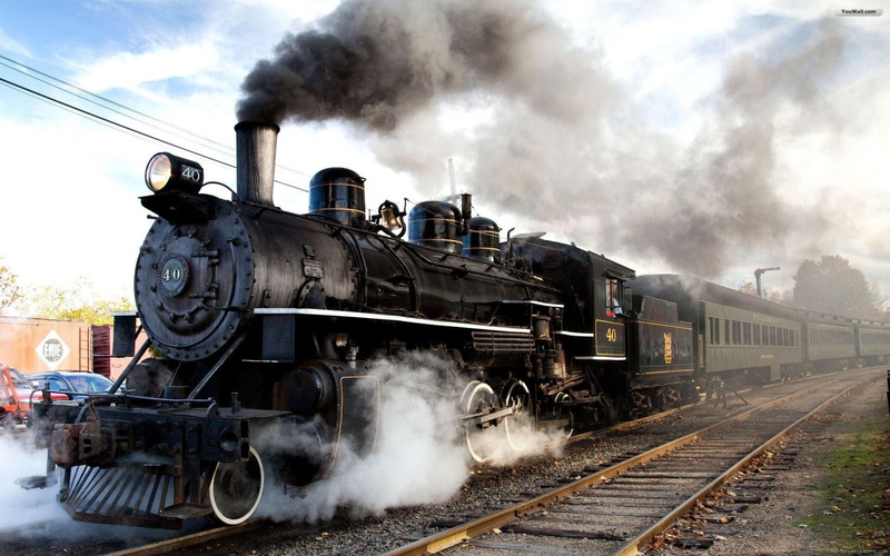 engine, steam, train, vintage, transport, black, 1080P, old