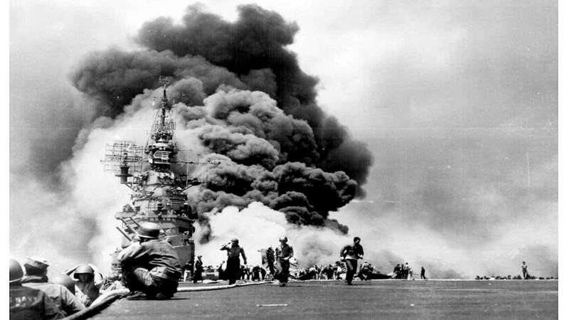 deck, attack, aircraft planes, aircraft, bunkerhill, ww, 1080P, uss, carrier